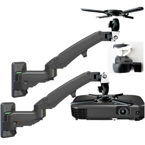 F150PR-A 2-7kg 3-12kg Gas Spring Projector Mount Wall Bracket Full Motion Rotate Aluminum with Projector Hook Tray 1/4 Screw(F150PR-A-N Black)
