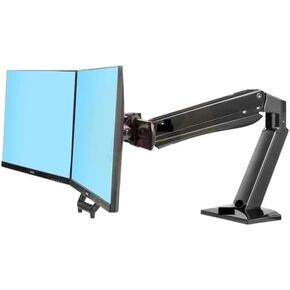 F32 24"-32 Inch Full Motion Air Press Gas Spring Dual LCD Monitor Stand Sit Stand Workstation 360 Rotate 2-15kg(Black)