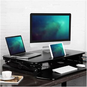 M1L EasyUp Height Adjustable Sit Stand Desk Riser Foldable Laptop Desk Notebook/Monitor Holder Stand with Keyboard Tray(Black)