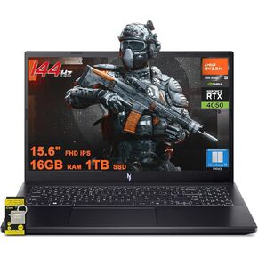 acer Nitro V 15 Gaming Laptop 15.6" FHD IPS 144Hz AMD 6-core Ryzen 5 7535HS 16GB RAM 512GB SSD GeForce RTX 4050 Backlit USB-C Win11Pro w/ICP Accessory