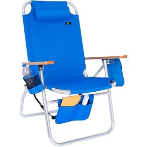 Deluxe XL Tall 17 Inches High Seat Beach Chair for Adults Heavy Duty, Aluminum Frame, Wide Plus Size, 300 lb Capacity