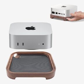 Mac mini M4 Stand, Cooling Mount Without Dust Filter Mesh - Latest Mac M4 Dock, Wooden Cooling Stand for Mac mini M4 Pro Accessories - New Power Button Within Reach (Basic)