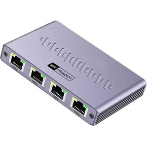 4 Port Ethernet Splitter Gigabit Speed Networking Adapter Aluminum Housing Case Multiple Device Sharing