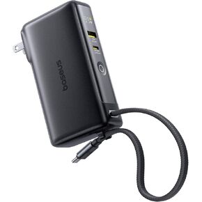 BASEUS NOMOS 3-in-1 POWER BANK ، شاحن محمول بحجم 10،000 مللي أمبير في الساعة و 67 واط قابس جدران قابل للطي ، كبل بطارية سفر أساسية ، كابل USB-C ، لسلسلة iPhone 16 15 ، Samsung ، MacBook ، الكمبيوتر المحمول
