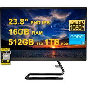 Lenovo IdeaCentre AIO 3 All-in-One Desktop 23.8" FHD IPS Anti-Glare Intel Quad-core i3-10100T 16GB RAM 512GB SSD + 1TB HDD Win10 w/ICP Accessory