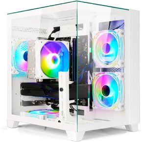 LXZ Gaming PC Desktop AMD Ryzen 7 8700F | 32GB DDR5 RAM | GeForce RTX 4070 | High-Performance Gaming & Design Computer (White)