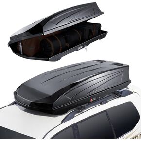 VEVOR Rooftop Cargo Carrier, 22 Cubic Feet Roof Cargo Box, ABS Hard Shell Roof Box, with Dual-Sided Opening and 2 Reinforced Straps, Aerodynamic, Suitable for most Crossbar, for Car, Wagon, SUV, Black