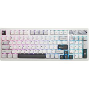 YUNZII Keynovo IF98 Pro Tri-Mode Wireless Bluetooth Hot Swappable Gasket Mechanical Gaming Keyboard 98 Key 96% 1800 Layout RGB Backlight for Mac & Win (Gateron G Pro Red, Wireless White)