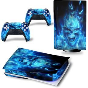 Vinyl Skin Sticker Decal Cover for PS5 Disk Version, Blue Grimace PS5 Console and Controllers Skin
