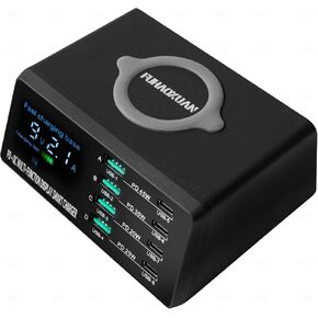 110W USB Charging Station, 8-Port Fast Multi USB Charger Station with Wireless Charging & LED Display, Charging Dock for Multiple Devices, Compatible with iPhone, iPad, Samsung, Tablets, and More