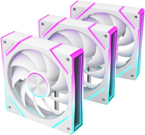 RUIX V8 Prism 120mm ARGB PWM Computer Case Fan 3-Pack, Mirror Design, High-Performance Cooling for Gaming PC- Black, Forward in Kuwait