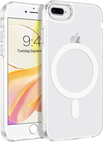 Duedue for iPhone 8 Plus Case ، iPhone 7 Plus Case Magnetic [متوافق مع Magsafe] ، غطاء هاتف واقعي غير لامع شفاف مضاد للصدمات لـ iPhone 7 Plus/8 Plus ، Black in Saudi Arabia