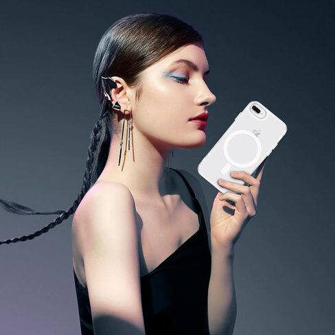Duedue for iPhone 8 Plus Case ، iPhone 7 Plus Case Magnetic [متوافق مع Magsafe] ، غطاء هاتف واقعي غير لامع شفاف مضاد للصدمات لـ iPhone 7 Plus/8 Plus ، Black in Saudi Arabia