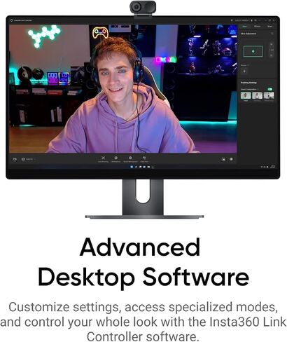 Insta360 Link 2C- PTZ 4K Webcam with 1/2" Sensor, AI Tracking, Gesture Control, HDR, Noise-Canceling Mic, Webcam for Laptop, Live Streaming, Gaming, Video Camera Works with Zoom, Teams, Twitch in Saudi Arabia