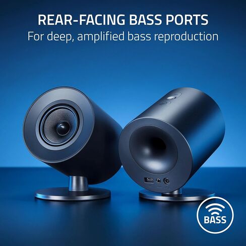 Razer Nommo V2 X - Full-Range 2.0 PC Gaming Speakers: THX Spatial Audio - Rear-Facing Bass Ports - Two 3" Full-Range Drivers - Max Sound Pressure Level 96dB - Wireless Control Pod (Renewed) in Kuwait