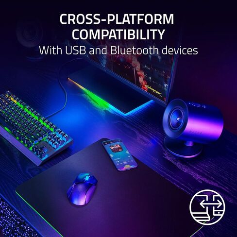 Razer Nommo V2 X - Full-Range 2.0 PC Gaming Speakers: THX Spatial Audio - Rear-Facing Bass Ports - Two 3" Full-Range Drivers - Max Sound Pressure Level 96dB - Wireless Control Pod (Renewed) in Kuwait