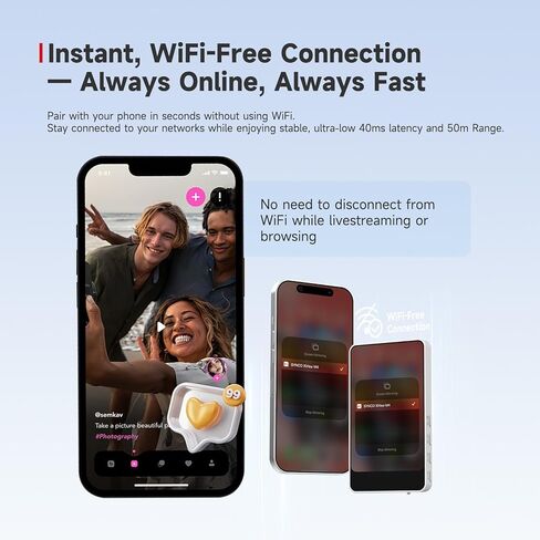 Synco XVIEW M4 Selfie Monitor Screen-P2P Connection Direct Connection Ultra-Low Selfie Camera Back Camera Monitor ، مع ورقة مغناطيسية وعمر بطارية لمدة 3 ساعات ومتوافق مع iOS و Android (أبيض) in Kuwait