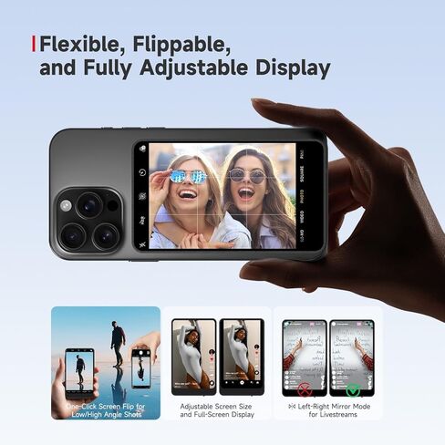 Synco XVIEW M4 Selfie Monitor Screen-P2P Connection Direct Connection Ultra-Low Selfie Camera Back Camera Monitor ، مع ورقة مغناطيسية وعمر بطارية لمدة 3 ساعات ومتوافق مع iOS و Android (أبيض) in Kuwait