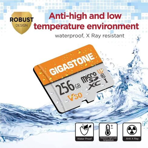 Gigastone 256gb 5-Pack Micro SD Card ، 4K Video Pro ، GoPro ، مراقبة ، كاميرا أمان ، كاميرا الحركة ، بدون طيار ، بطاقة ذاكرة MicroSDXC 100 ميجابايت/ثانية UHS-I V30 Class 10 in Kuwait