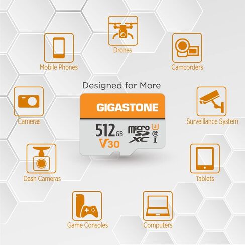 Gigastone 256gb 5-Pack Micro SD Card ، 4K Video Pro ، GoPro ، مراقبة ، كاميرا أمان ، كاميرا الحركة ، بدون طيار ، بطاقة ذاكرة MicroSDXC 100 ميجابايت/ثانية UHS-I V30 Class 10 in Kuwait