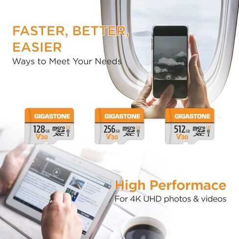 Gigastone 256gb 5-Pack Micro SD Card ، 4K Video Pro ، GoPro ، مراقبة ، كاميرا أمان ، كاميرا الحركة ، بدون طيار ، بطاقة ذاكرة MicroSDXC 100 ميجابايت/ثانية UHS-I V30 Class 10 in Kuwait