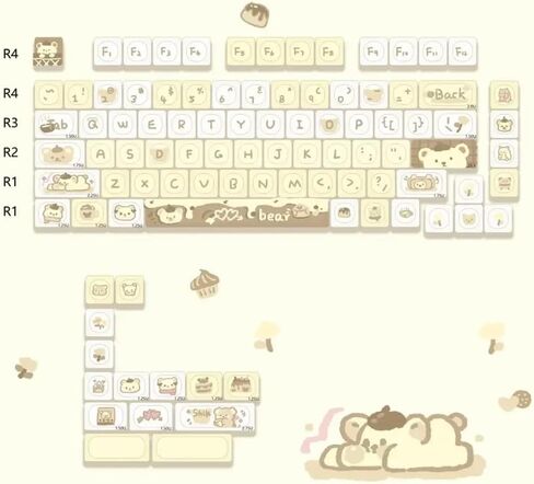 Cute Girls Afternoon Tea PBT Keycaps Compatible with 60/84 Mechanical Keyboards with MX Switch Compatibility(Pudding Bear) in Saudi Arabia