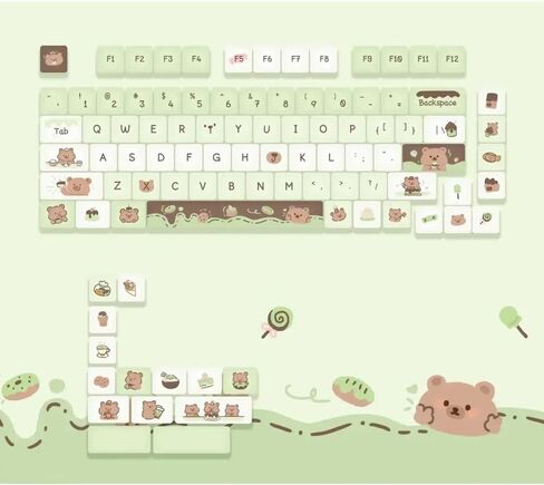 Cute Girls Afternoon Tea PBT Keycaps Compatible with 60/84 Mechanical Keyboards with MX Switch Compatibility(Pudding Bear) in Saudi Arabia