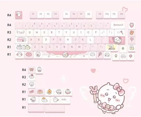 Cute Girls Afternoon Tea PBT Keycaps Compatible with 60/84 Mechanical Keyboards with MX Switch Compatibility(Pudding Bear) in Saudi Arabia
