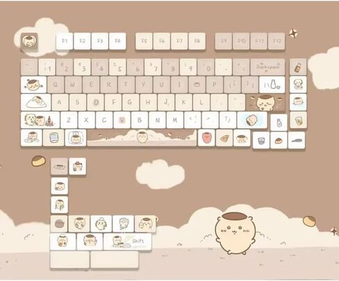 Cute Girls Afternoon Tea PBT Keycaps Compatible with 60/84 Mechanical Keyboards with MX Switch Compatibility(Pudding Bear) in Saudi Arabia