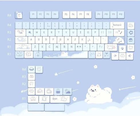 Cute Girls Afternoon Tea PBT Keycaps Compatible with 60/84 Mechanical Keyboards with MX Switch Compatibility(Pudding Bear) in Saudi Arabia