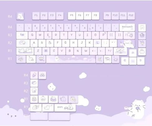 Cute Girls Afternoon Tea PBT Keycaps Compatible with 60/84 Mechanical Keyboards with MX Switch Compatibility(Pudding Bear) in Saudi Arabia