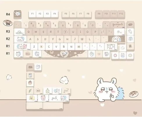 Cute Girls Afternoon Tea PBT Keycaps Compatible with 60/84 Mechanical Keyboards with MX Switch Compatibility(Pudding Bear) in Saudi Arabia