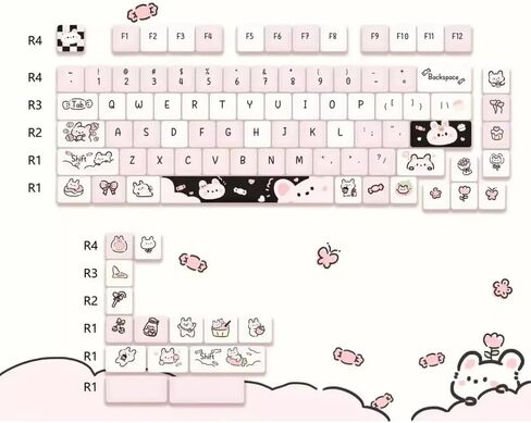 Cute Girls Afternoon Tea PBT Keycaps Compatible with 60/84 Mechanical Keyboards with MX Switch Compatibility(Pudding Bear) in Saudi Arabia