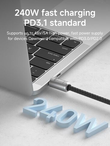 Hagibis USB4 Cable Portable Keychain 0.5ft, 80Gpbs 240W 8K@60Hz Short C to C Cable Lanyard Type-C Cable for iPhone 16 Pro Max, iPad Pro, Thunderbolt 5/4/3, External SSD (Grey) in Kuwait