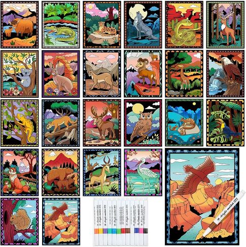 Zhanmai 24 Christmas Velvet Coloring Posters and Watercolor Pens Christmas Fuzzy Posters for Adults Teenagers Large Coloring Poster for Classroom Festive Holiday Arts Crafts Activity in Saudi Arabia