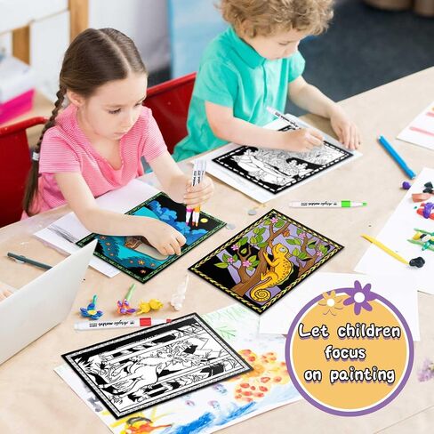 Zhanmai 24 Christmas Velvet Coloring Posters and Watercolor Pens Christmas Fuzzy Posters for Adults Teenagers Large Coloring Poster for Classroom Festive Holiday Arts Crafts Activity in Saudi Arabia