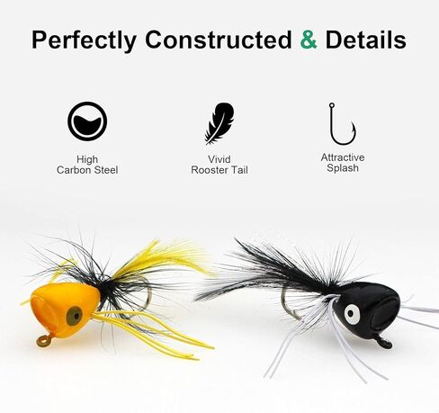 Topwater Fishing Lures, Fly Fishing Poppers, Bluegill Sunfish Bass Crappie Steelhead Flies Trout Salmon Perch for Fly Fishing Bass Panfish Bluegill Trout Salmon in Saudi Arabia