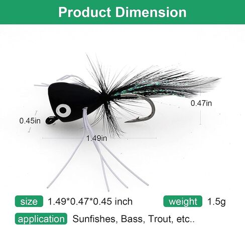 Topwater Fishing Lures, Fly Fishing Poppers, Bluegill Sunfish Bass Crappie Steelhead Flies Trout Salmon Perch for Fly Fishing Bass Panfish Bluegill Trout Salmon in Saudi Arabia