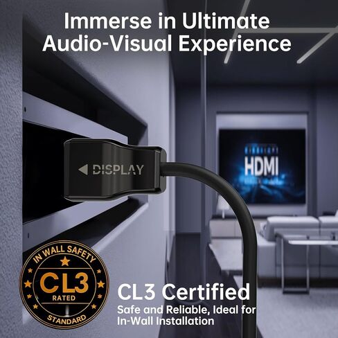 8K Fiber Optic HDMI Cable CL3 مصنفة (50 قدمًا) ، 48 جيجابت في الثانية من كابل HDMI 2.1 in Kuwait