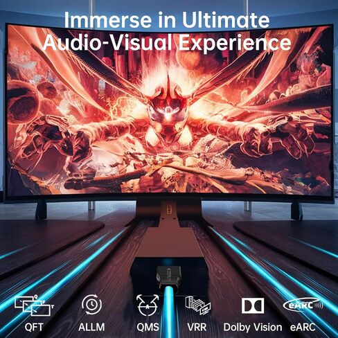 8K Fiber Optic HDMI Cable CL3 مصنفة (50 قدمًا) ، 48 جيجابت في الثانية من كابل HDMI 2.1 in Kuwait
