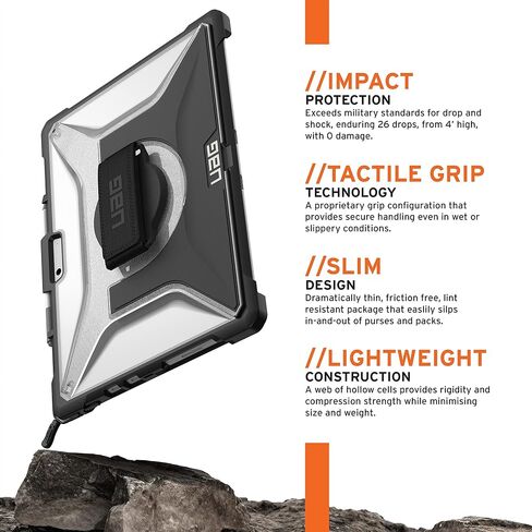 URBAN ARMOR GEAR UAG Designed for Microsoft Surface Pro 8 Case Plasma w/Hand Strap & Shoulder Strap Feather-Light Translucent Rugged Military Drop Tested Protective Cover Ice in Saudi Arabia