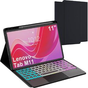 for Lenovo Tab M11 11 inch 2024 Keyboard Case: 3 Zone 7 Colors Backlit Trackpad Keyboard for 11" Lenovo Tablet M11 2024 (TB330FU/TB330XU) - Detachable Smart Touchpad Wireless Key Board Folio Cover