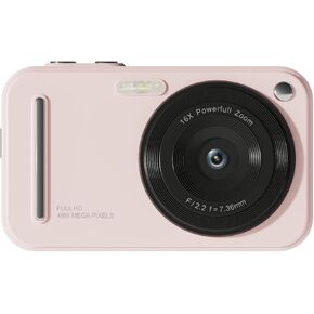 Digital Camera for Kids, WITYEAH 48MP FHD 1080P Point and Shoot Digital Cameras with 16X Zoom Anti-Shake, Compact Portable Cameras for Photography, for Boys Girls Teens Beginners-Pink
