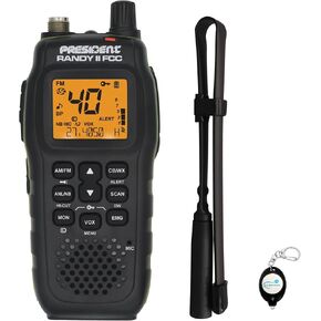 President Electronics Randy II FCC - First FCC Approved AM/FM Handheld CB Radio, Weather Radio, Portable CB Radio, Bundle with 2.15 dBi Gain Tactical Antenna and Keychain