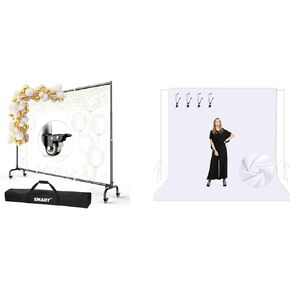 Emart Rolling Backdrop Stand مع عجلات مع خلفية بيضاء 8.5 × 10 قدم