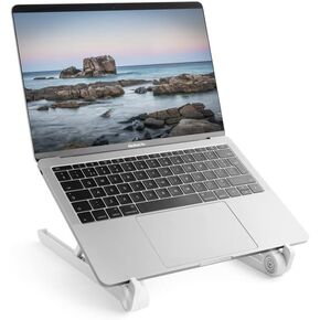 Foldable Laptop Stand, Height-Adjustable Laptop Table for Ergonomic Working, for Comfortable Handling in Bed and on The Sofa, White, 29 x 23 x 16 cm