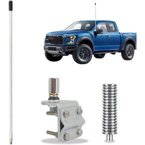 CB Radio Antenna Whip Fiberglass Antenna Kit 2’ Foot Long Range with SO239 Stud,Single Groove Mount,Heavy Duty Stainless Steel Spring