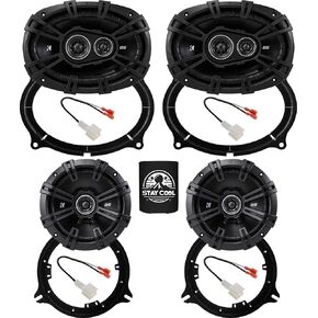 KICKER Speakers 6X9 & 6.5 inch for Nissan Titan/Titan XD 2017-2020 Upgrade Kit - 2 Pairs of DS Series with Adapters and Harness, Car Audio Front & Rear Door Speaker 43DSC69304 & 43DSC6504