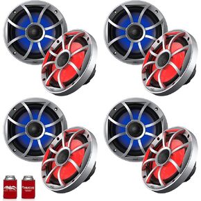 Wet Sounds OE-65ic-S-RGB 6.5" OEM Replacement Speakers with Silver Grill and RGB Lighting 4 Pairs