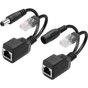 Gintooyun 1 زوج من محول Poe Splitter DC3-57V 100MBPS DC5.5X2.1MM MALE و FEMIS